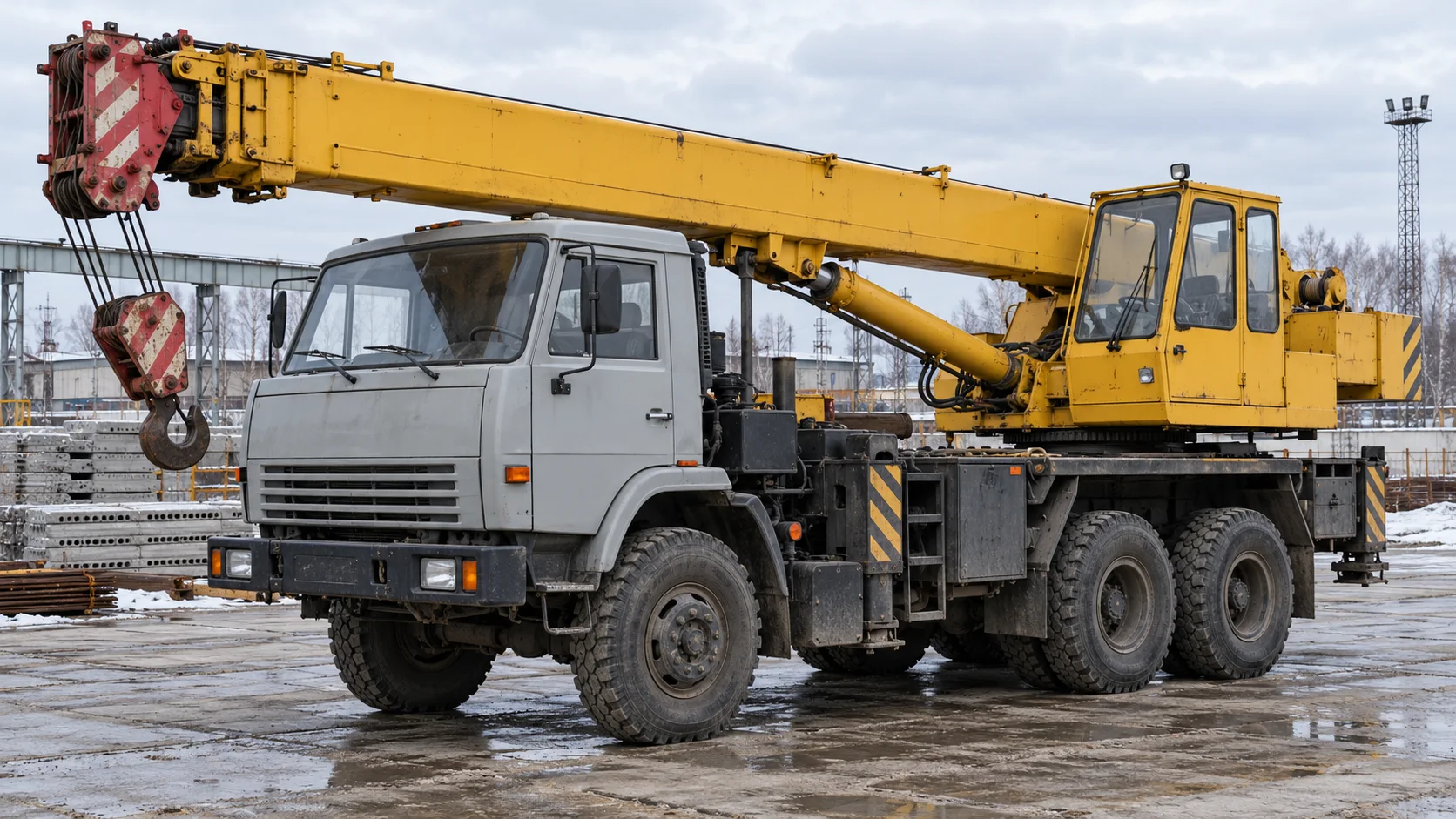 Авторское изображение трёхосного автокрана с телескопической стрелой